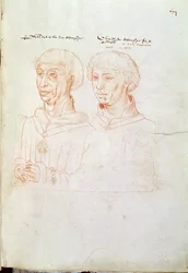Ms 266 f.61 Philipp III. der Gute (1396-1467) Herzog von Burgund und sein Sohn, Karl der Kühne (1433-77) aus dem 